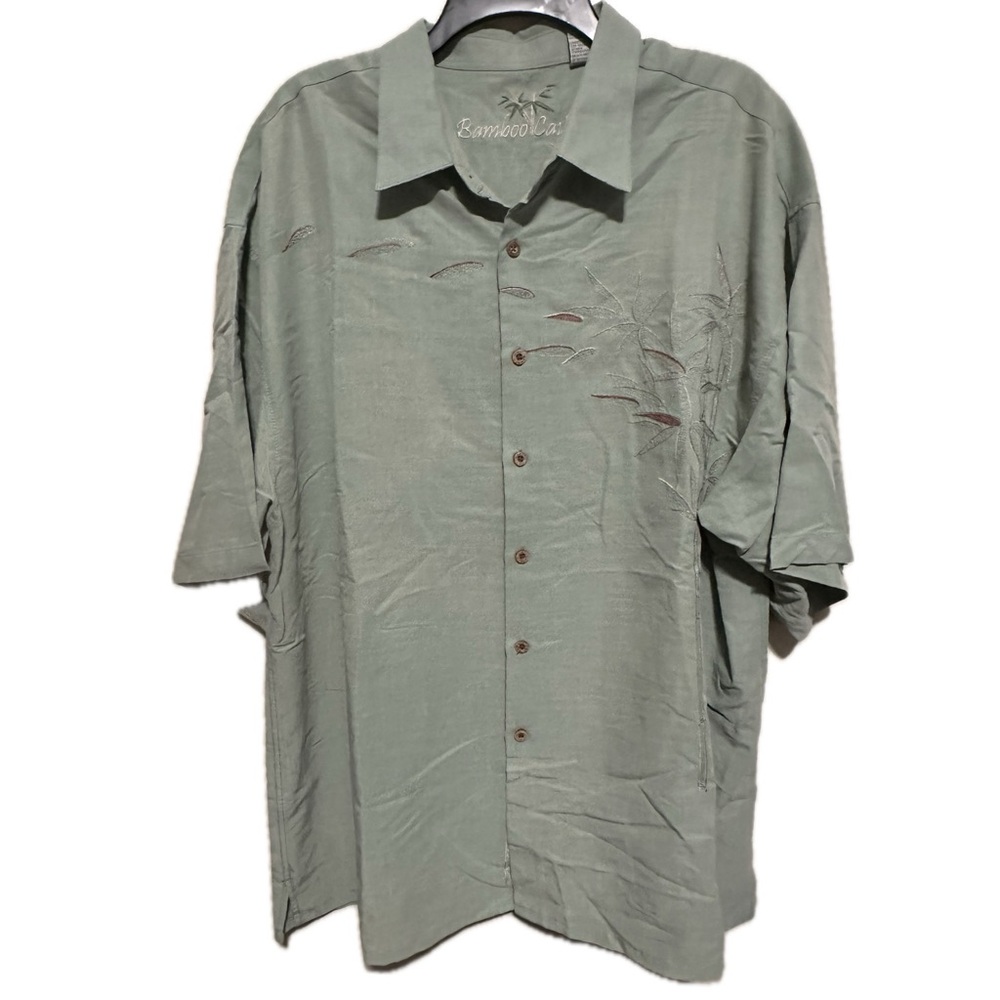 Bamboo Cay Bamboo shoot Camp Shirt Green men’s size XXL EUC